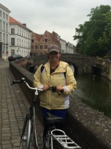 Morgan biking in Brugges, Belgium
